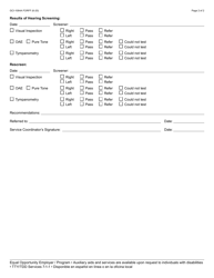Form GCI-1084A Hearing Screening Tracking - Arizona, Page 2