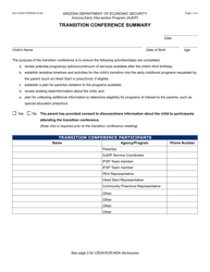 Form GCI-1033A Transition Conference Summary - Arizona