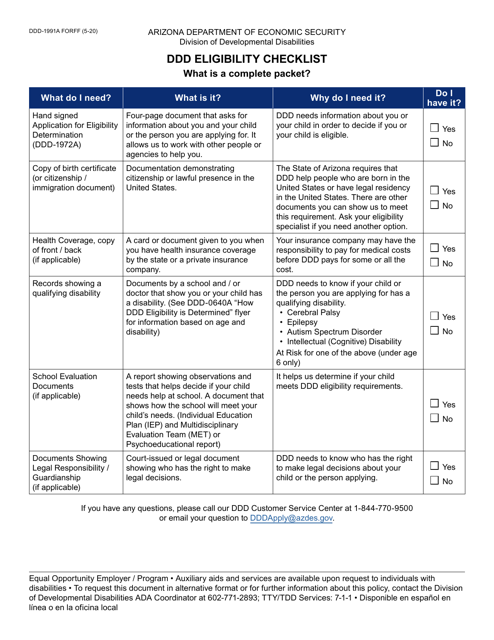 Form DDD-1991A  Printable Pdf