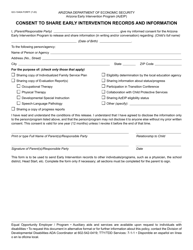 Document preview: Form GCI-1040A Consent to Share Early Intervention Records and Information - Arizona