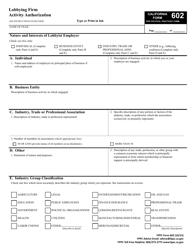 FPPC Form 602 Lobbying Firm Activity Authorization - California, Page 3