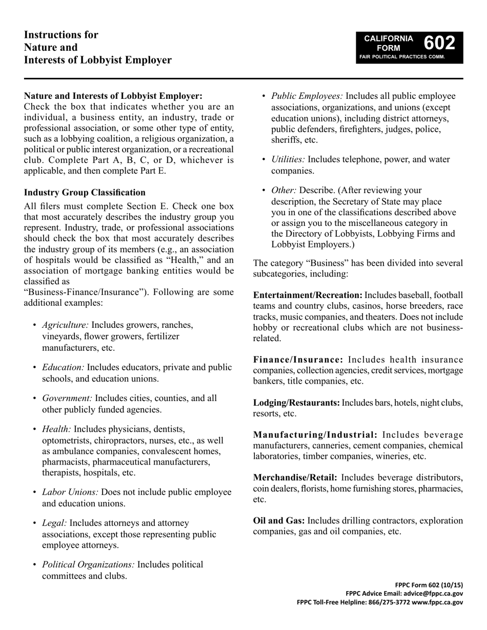 FPPC Form 602 Lobbying Firm Activity Authorization - California, Page 4
