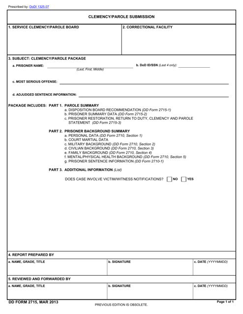 DD Form 2715  Printable Pdf