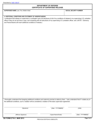 DD Form 2716-1 Department of Defense Certificate of Supervised Release, Page 3