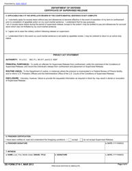 DD Form 2716-1 Department of Defense Certificate of Supervised Release, Page 4
