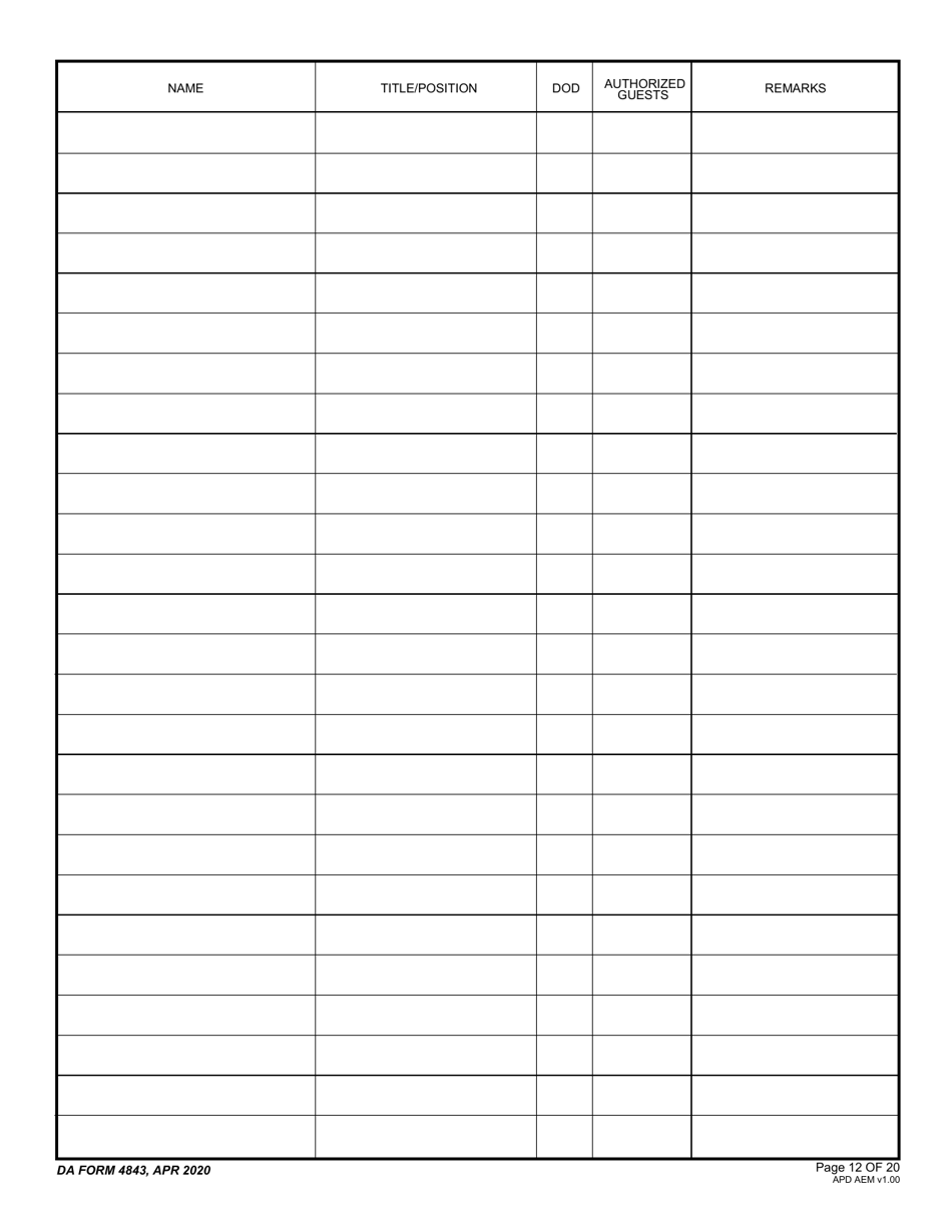 DA Form 4843 Guest / Attendance Sheet, Page 12