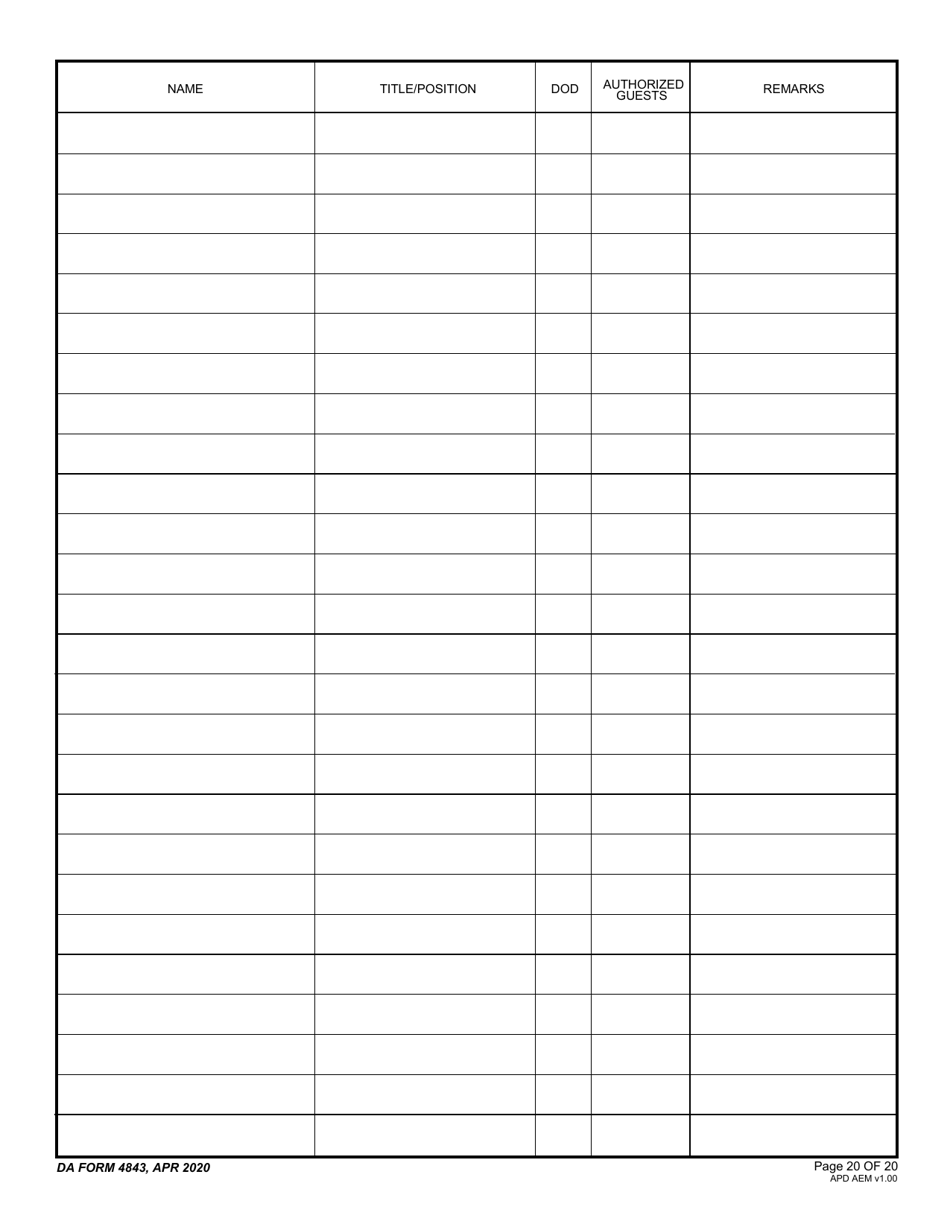 DA Form 4843 Guest / Attendance Sheet, Page 20