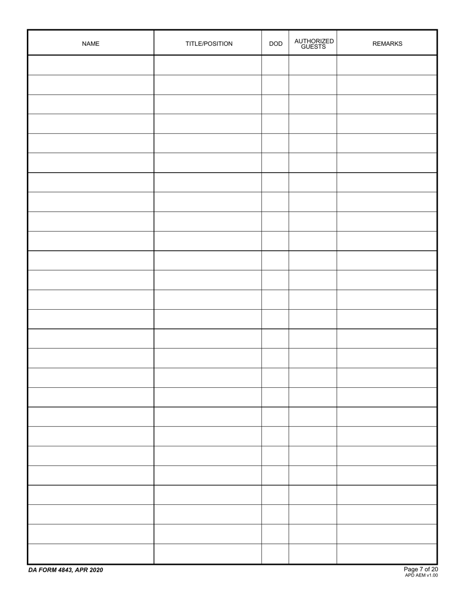 DA Form 4843 Guest / Attendance Sheet, Page 7