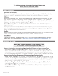 Document preview: Instructions for Form TT-104S Wisconsin Combined Tobacco and Vapor Products Use Taxes Return - Wisconsin