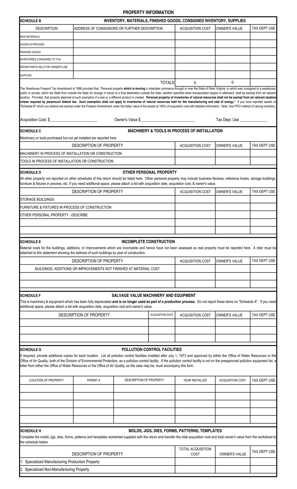 Form STC12:23I Industrial Business Property Return - West Virginia, Page 3
