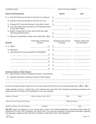 Form EOTC-A (EOTC-1) Application for West Virginia Economic Opportunity Tax Credit for Investments Placed in Service on or After January 1, 2003 - West Virginia, Page 2