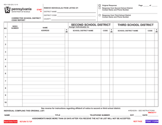 Form REV-1329 Corrected School District Code Report - Pennsylvania