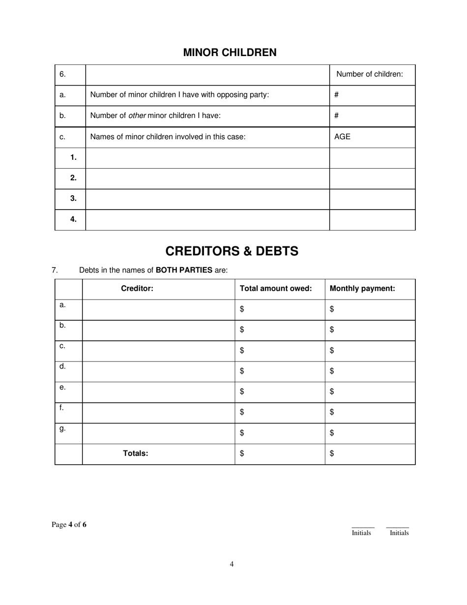 Affidavit of Financial Means - Arkansas, Page 4