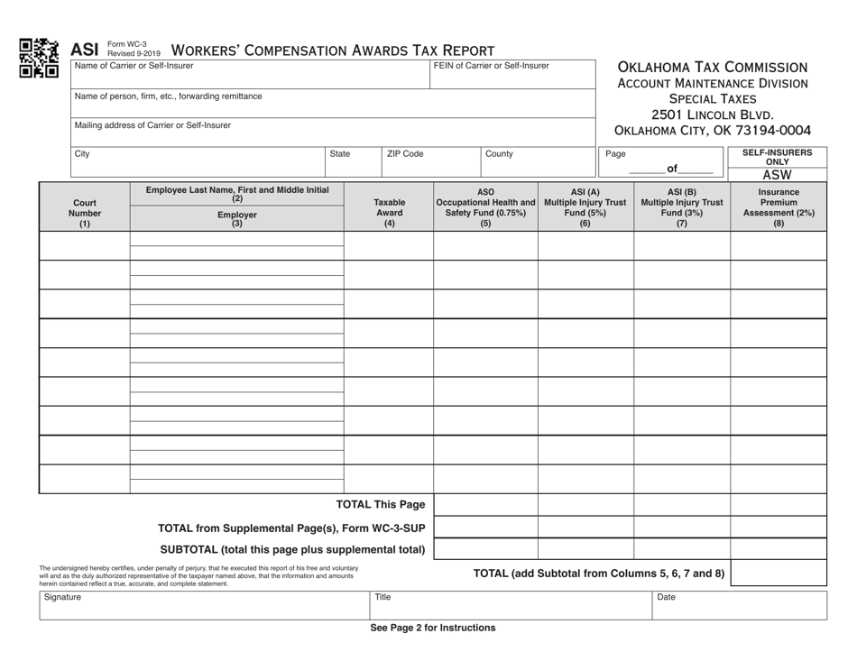 Wcl3 Form.pdf Form WC-3 - Fill Out, Sign Online and Download Fillable PDF, Oklahoma ...