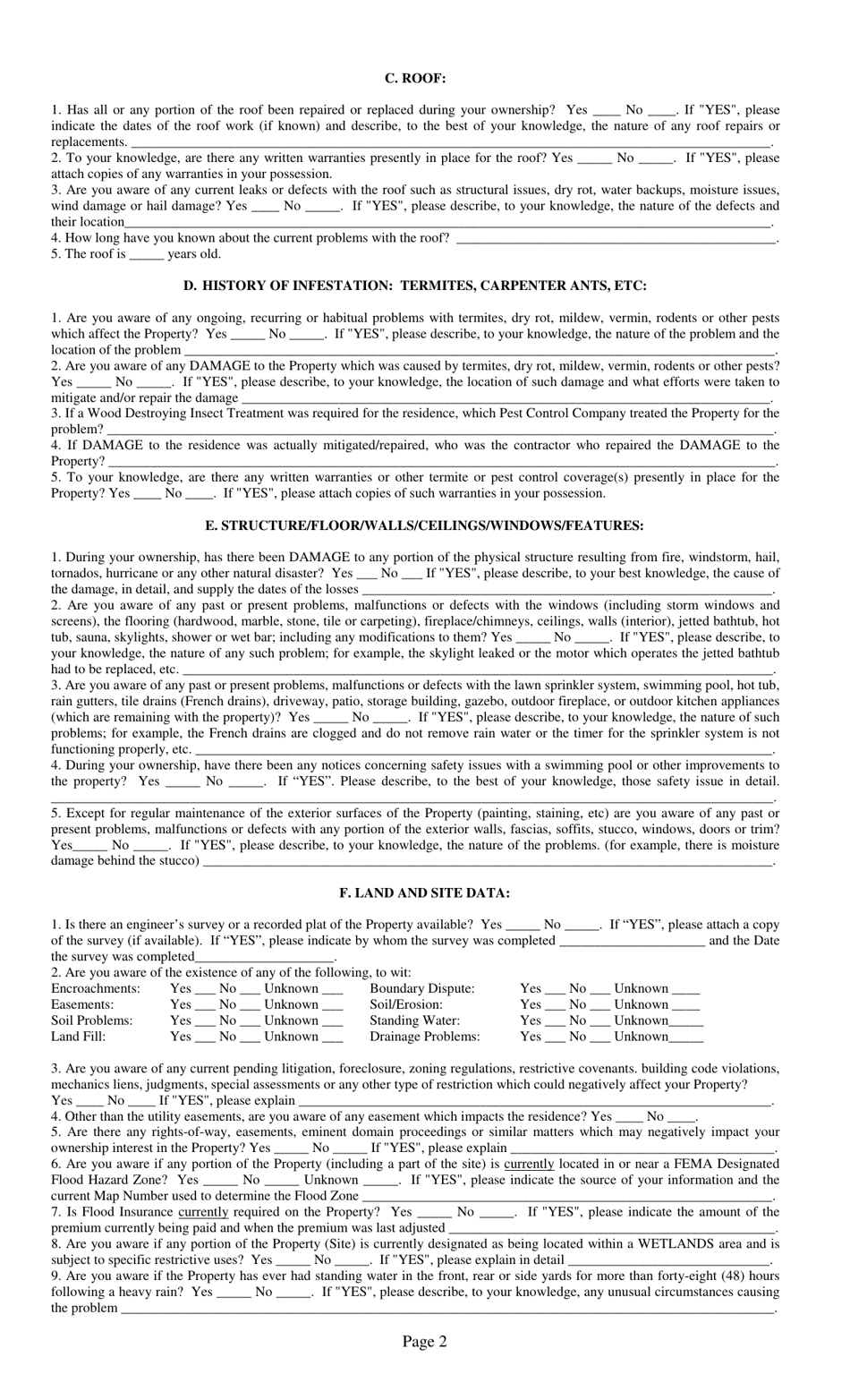 Form 0100 Property Condition Disclosure Statement (Pcds) - Mississippi, Page 2