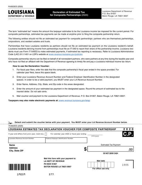 Form R-6922ES 2020 Printable Pdf