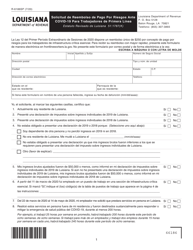 Formulario R-6186SP Solicitud De Reembolso De Pago Por Riesgos Ante Covid-19 Para Trabajadores De Primera Linea - Louisiana (Spanish)