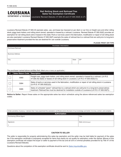 Form R-1388  Printable Pdf