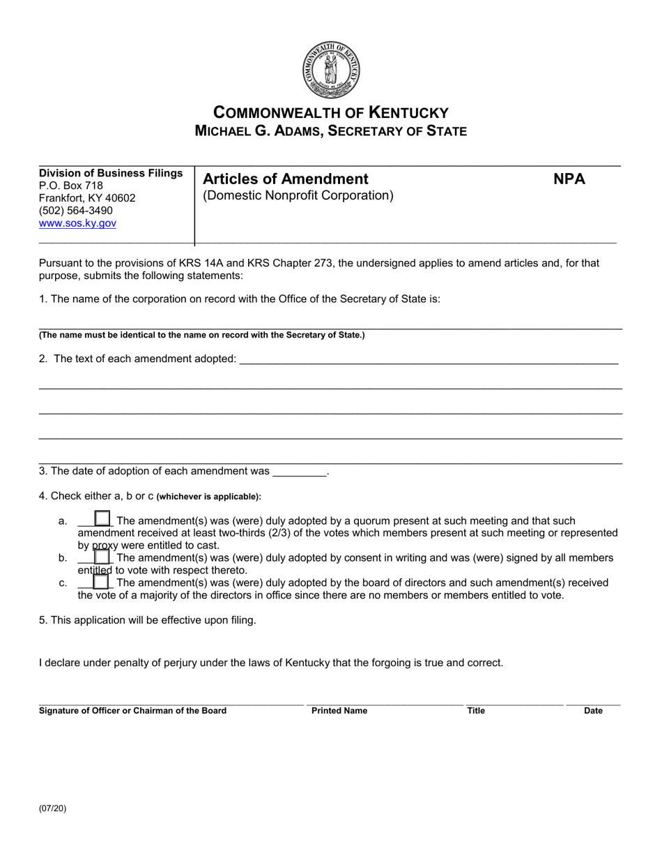 Form NPA - Fill Out, Sign Online and Download Fillable PDF, Kentucky ...