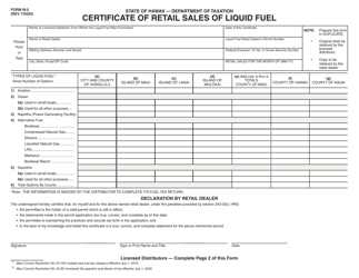 Form M-2 &quot;Certificate of Retail Sales of Liquid Fuel&quot; - Hawaii