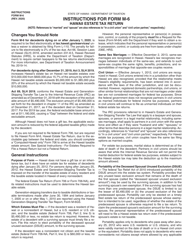 Instructions for Form M-6 Hawaii Estate Tax Return - Hawaii
