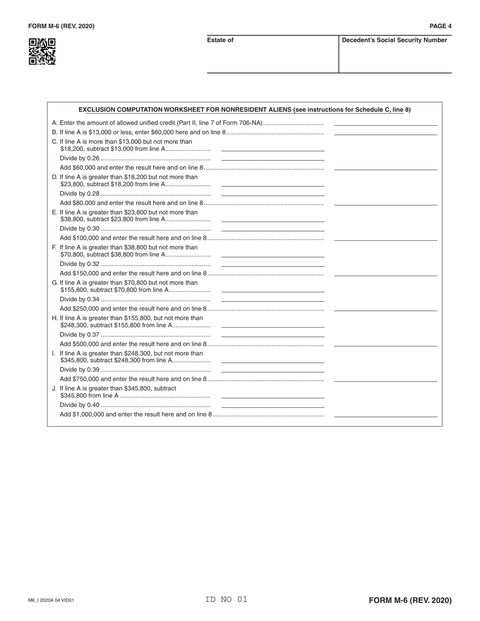 Form M-6 Hawaii Estate Tax Return - Hawaii, Page 4
