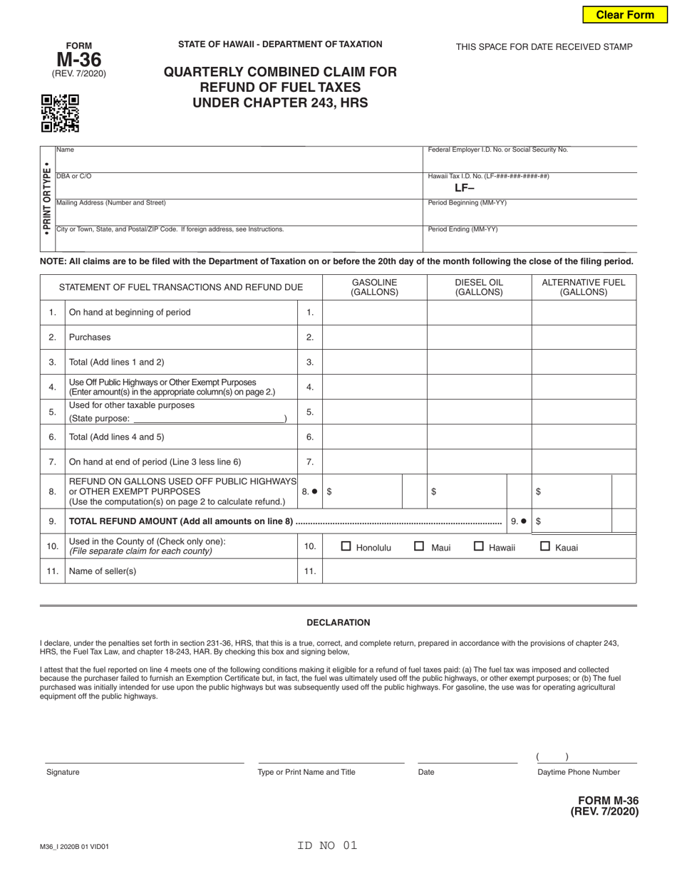 Form M36 Download Fillable PDF or Fill Online Quarterly Combined Claim