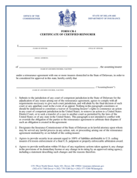 Form CR-1 &quot;Certificate of Certified Reinsurer&quot; - Delaware