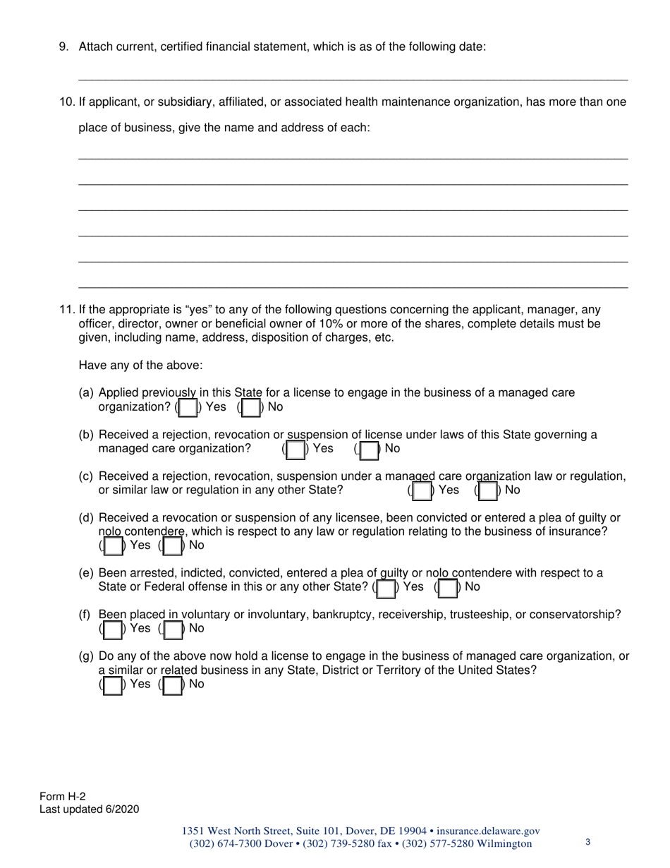 Form H-2 Download Fillable PDF or Fill Online Admittance Questionnaire ...