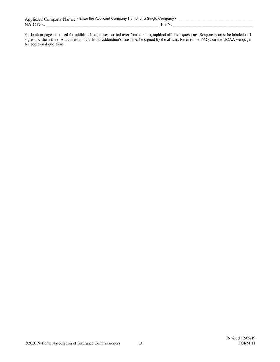 Form 11 Uniform Certificate of Authority Application (Ucaa) Biographical Affidavit, Page 13