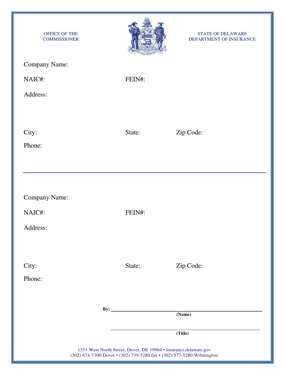 Director / Officer Update Form - Delaware, Page 2
