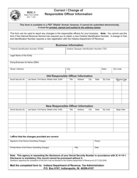 Form ROC-1 (State Form 52039) &quot;Correct / Change of Responsible Officer Information&quot; - Indiana