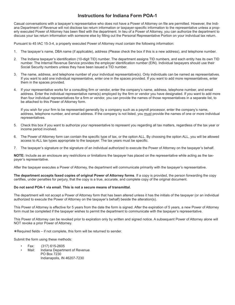 Form POA-1 (State Form 49357) Power of Attorney - Indiana, Page 3