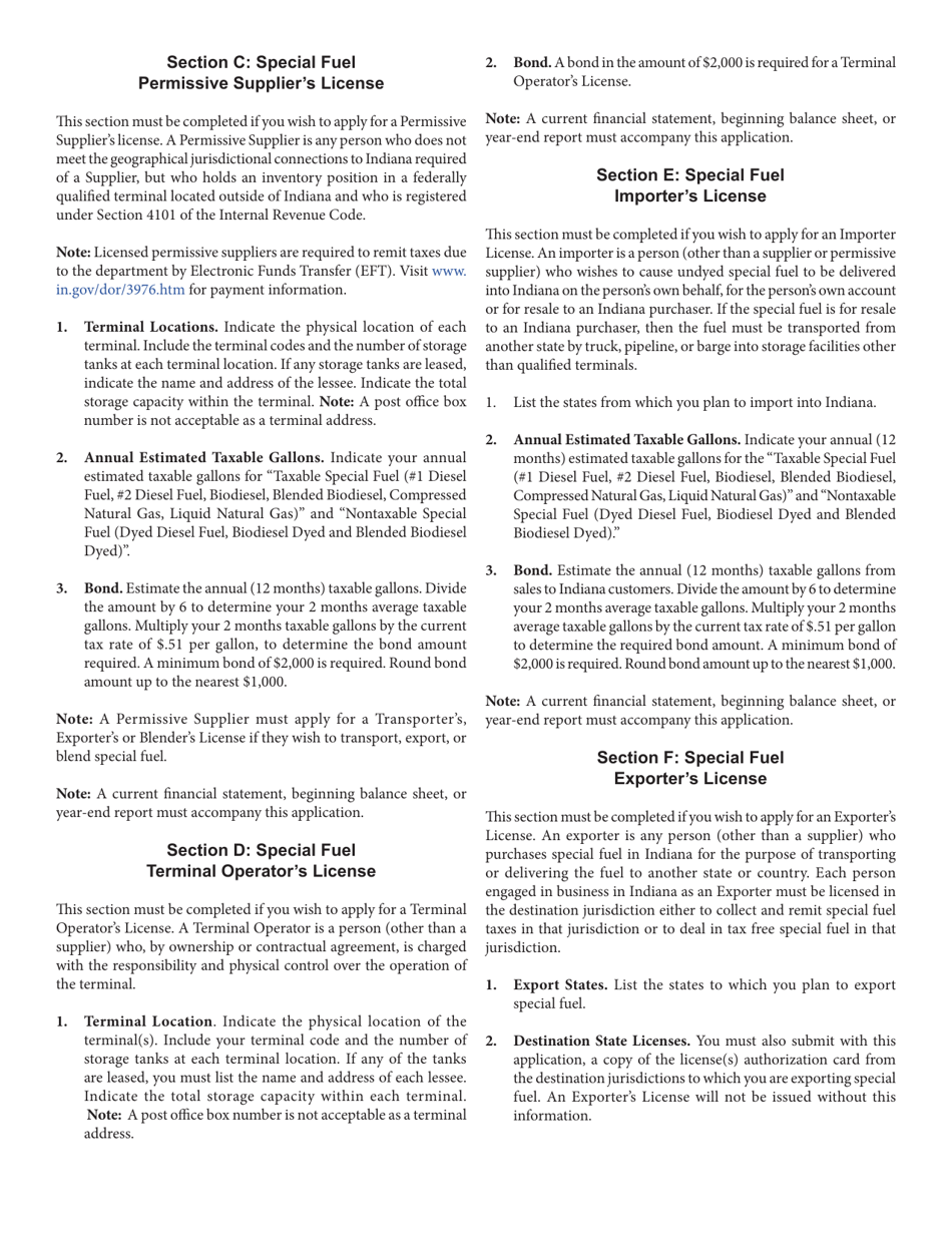 Form FT-1 (State Form 46297) Fuel Tax License Application - Indiana, Page 10