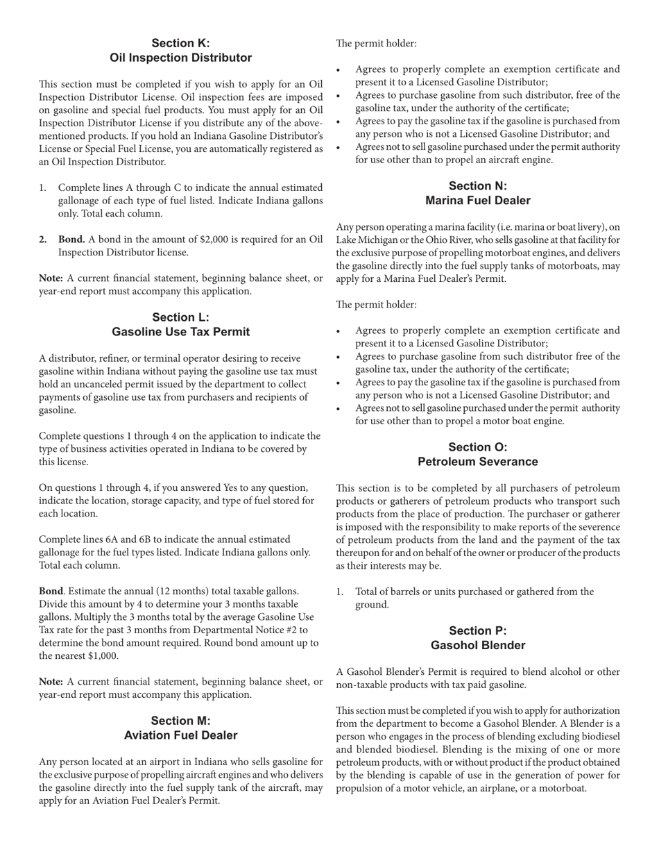 Form FT-1 (State Form 46297) Fuel Tax License Application - Indiana, Page 12