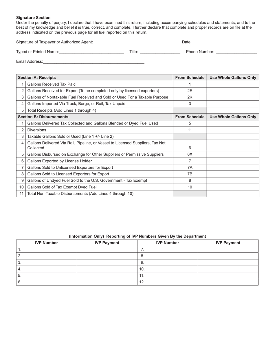 Form SF-900 (State Form 49877) Consolidated Special Fuel Monthly Tax Return - Indiana, Page 2