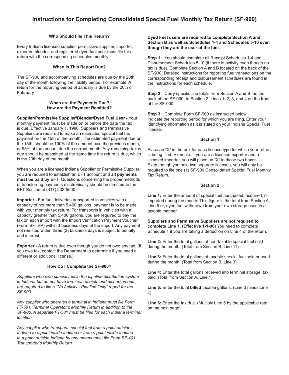 Form SF-900 (State Form 49877) Consolidated Special Fuel Monthly Tax Return - Indiana, Page 3