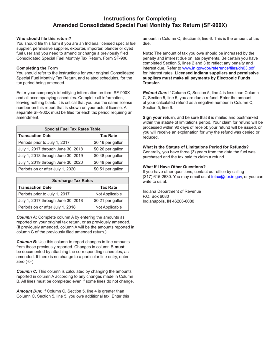 Form SF-900X (State Form 47737) Amended Consolidated Special Fuel Monthly Tax Return - Indiana, Page 4