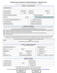 Document preview: Suitability Action Procedures for Suitability Adjudicators - Registration Form