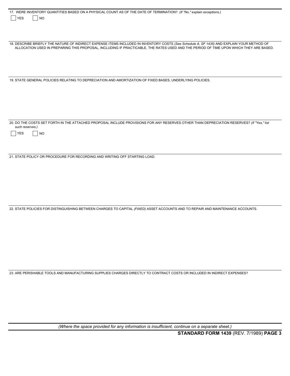 Form SF-1439 Schedule Accounting Information, Page 3