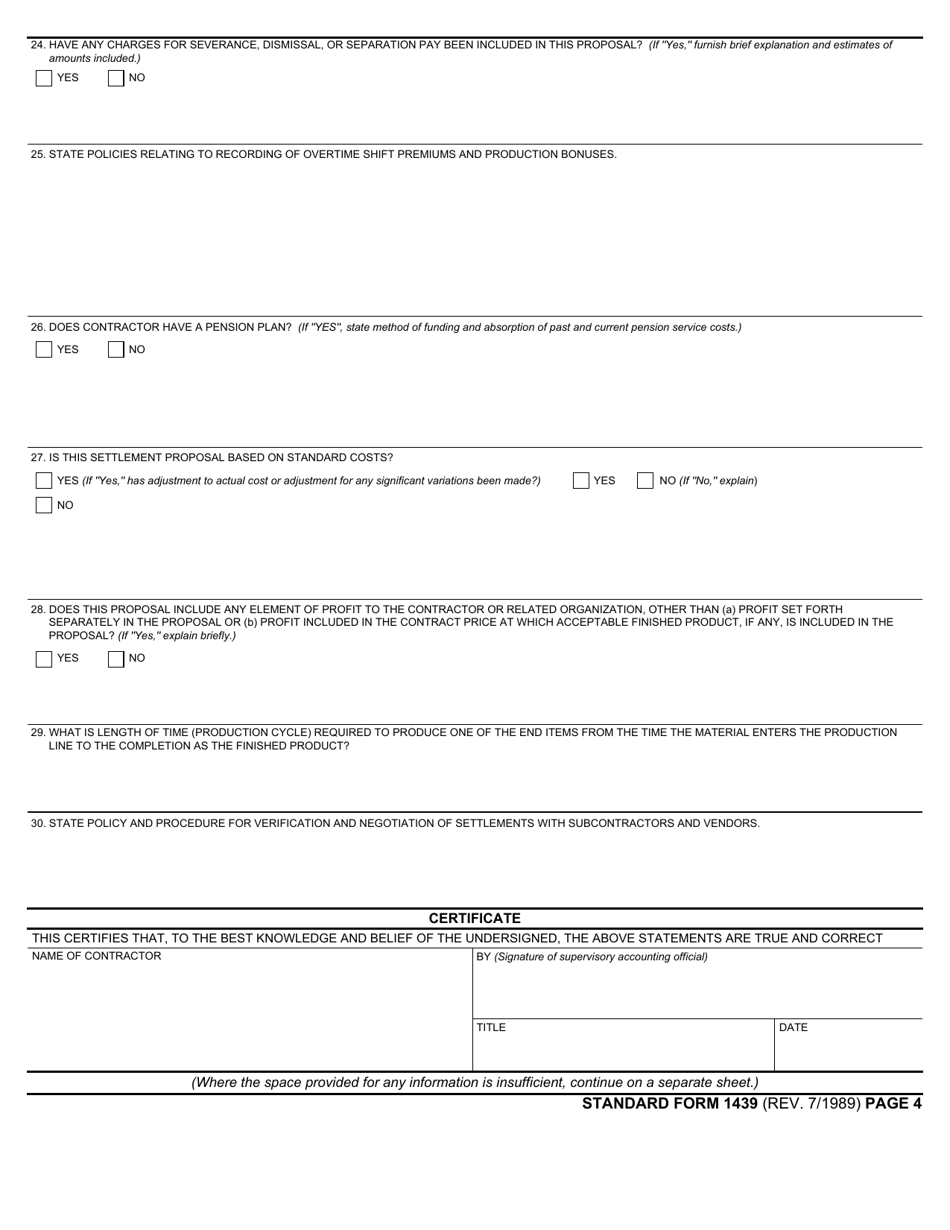 Form SF-1439 Schedule Accounting Information, Page 4