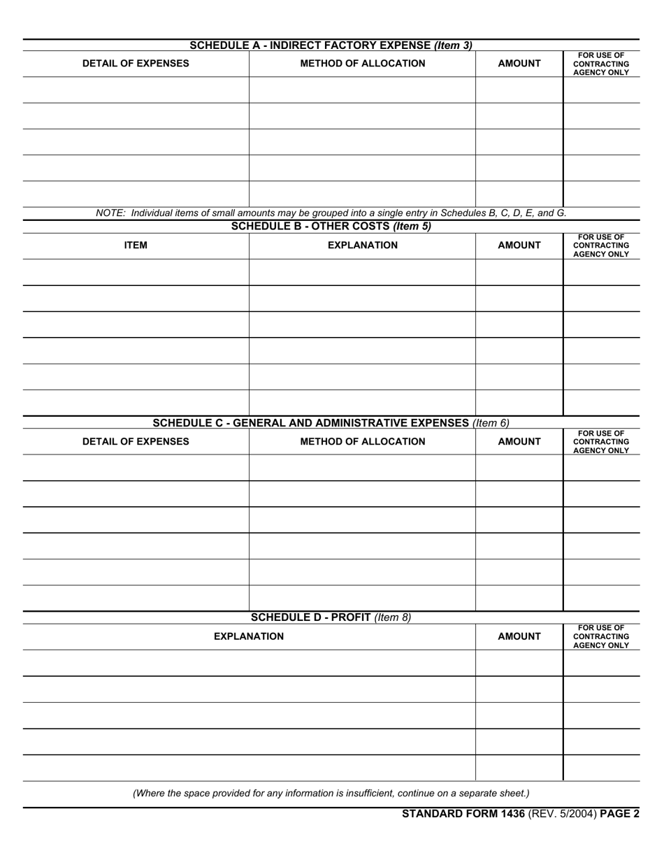 Form Sf-1436 - Fill Out, Sign Online And Download Fillable Pdf 