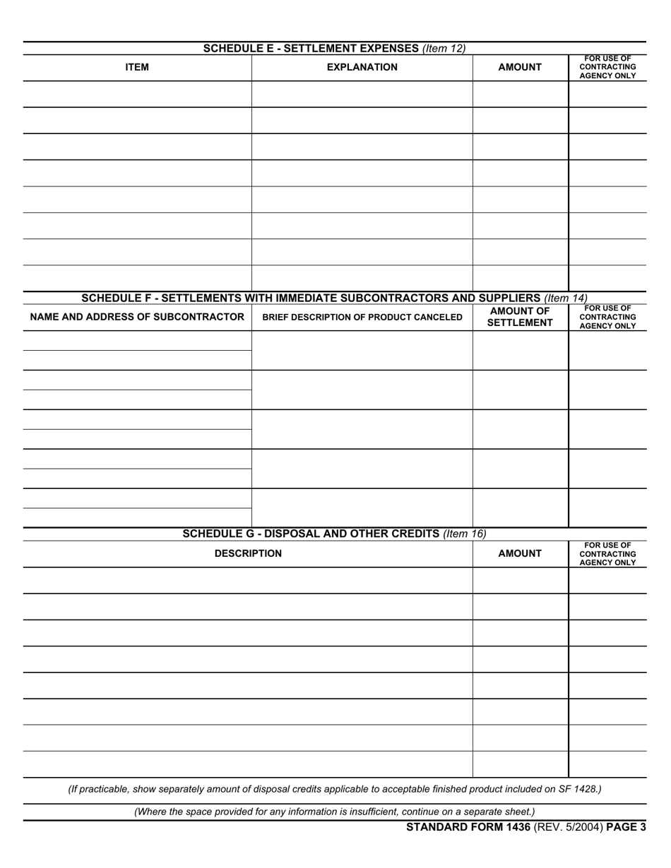 Form SF-1436 - Fill Out, Sign Online and Download Fillable PDF ...