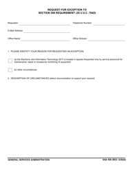 Document preview: GSA Form 508 Request for Exception to Section 508 Requirement (29 U.s.c. 794d)