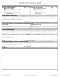 CAP Form 70-5G CAP Pilot Flight Evaluation - Glider, Page 2