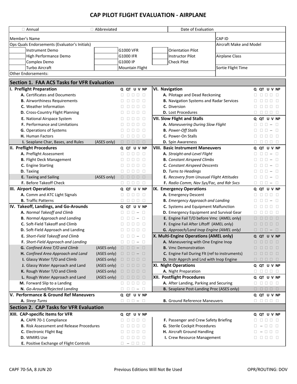 CAP Form 70-5A - Fill Out, Sign Online and Download Printable PDF ...