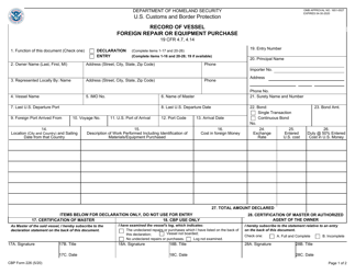 CBP Form 226 Record of Vessel Foreign Repair or Equipment Purchase