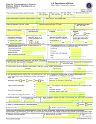 Form CA-5B Claim for Compensation by Parents, Brothers, Sisters, Grandparents, or Grandchildren