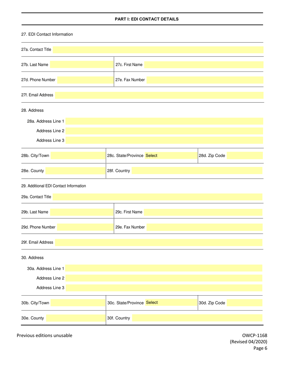 Form OWCP-1168 Provider Enrollment Form, Page 8