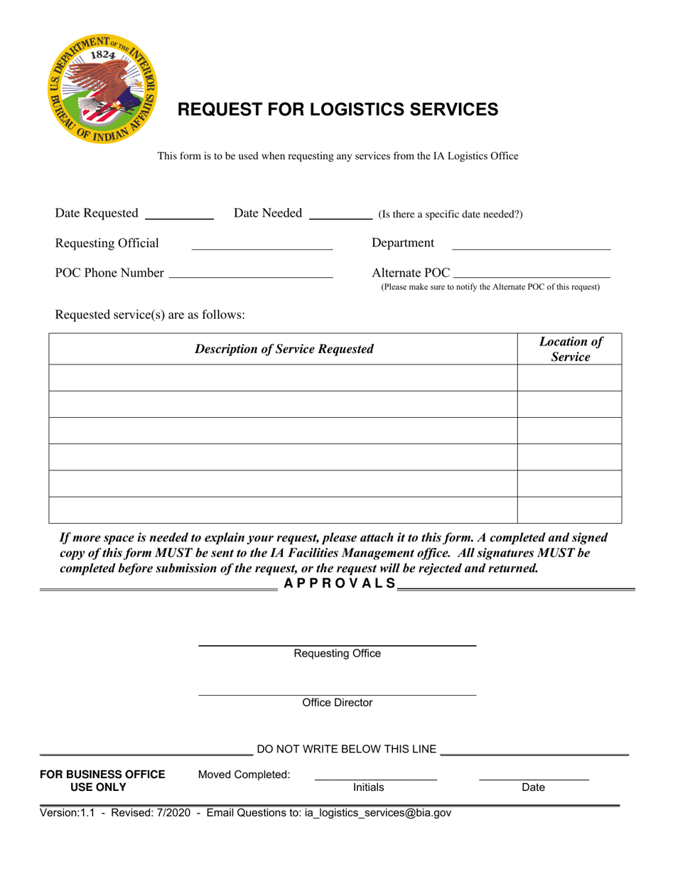 Request for Logistics Services, Page 1